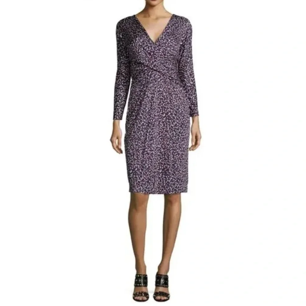 Tory Burch Silk Interlock Twist Dress in Red Confetti Print, Size S